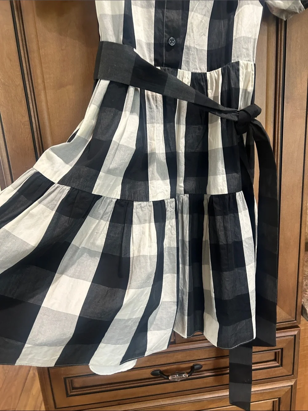 kate spade Black and White Gingham Midi Dress